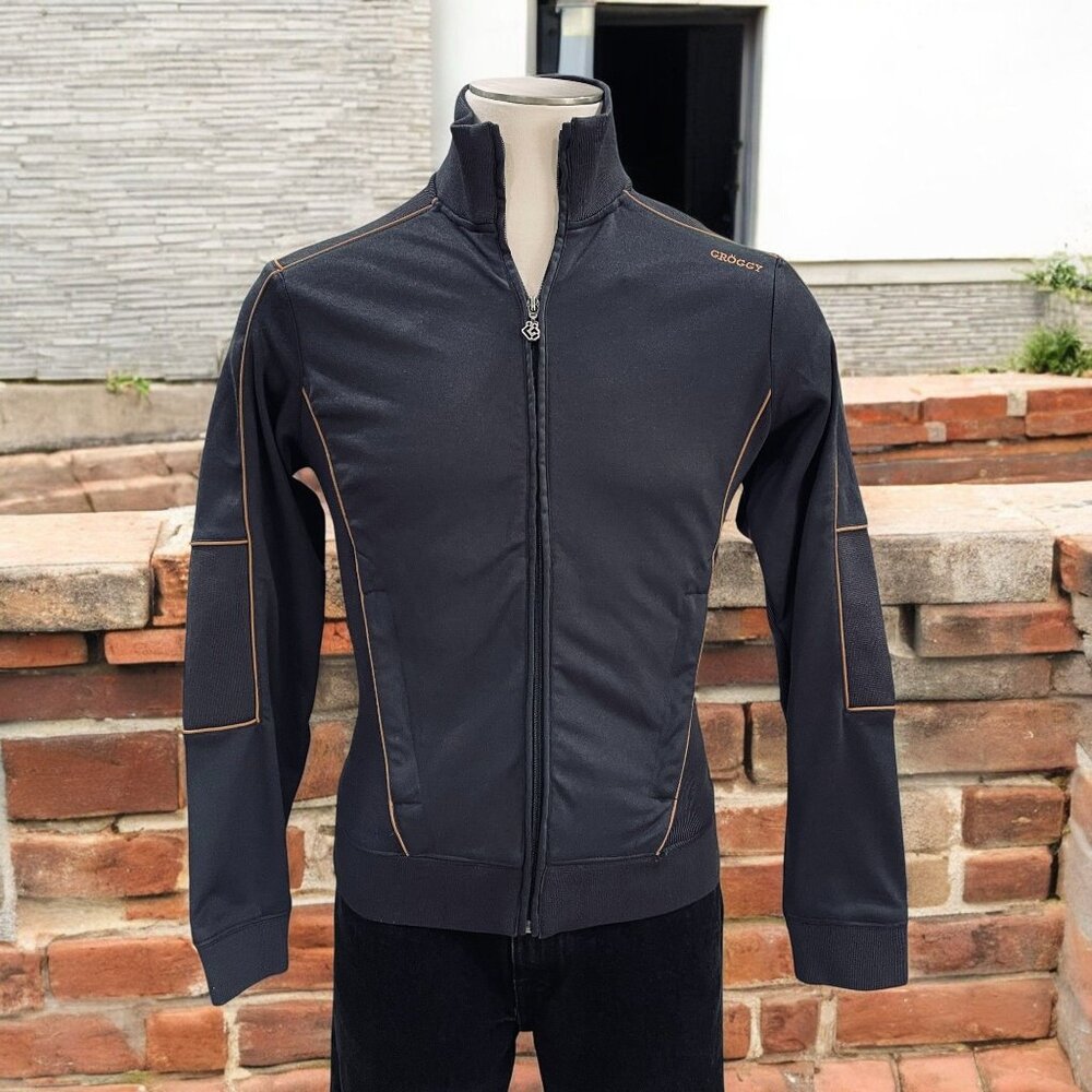 Groggy Charcoal Track Jacket Orange Stitch Full Zip Athletic Streetwear‎ Small